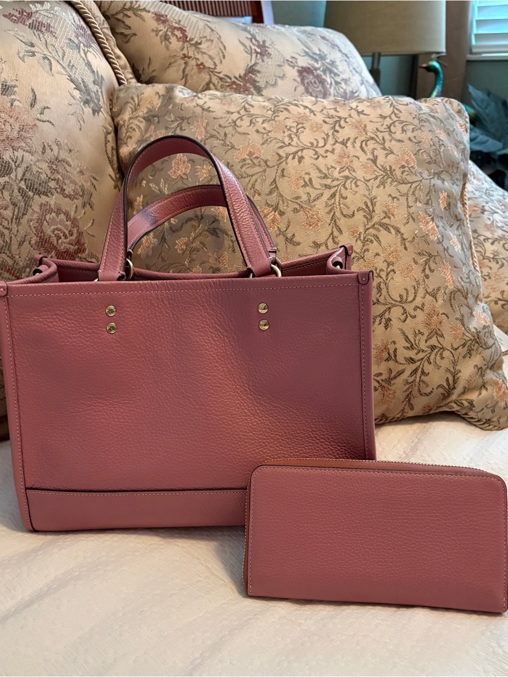 Coach True Pink Leather Dempsey Carryall with matching with matching wallet. - Picture 2 of 11